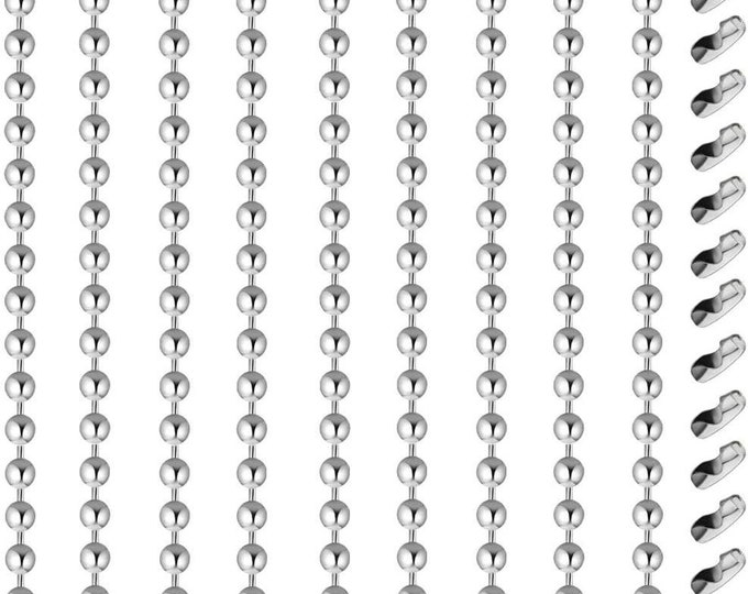 Lot Wholesale Stainless Steel Ball Chain Cuts 10-11" Mix Bag  2.0 mm Chain with Connector