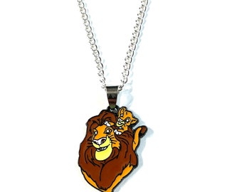 Lion with Simba Cub Necklace Gift Boxed with Ornate Organza Gift Bag!