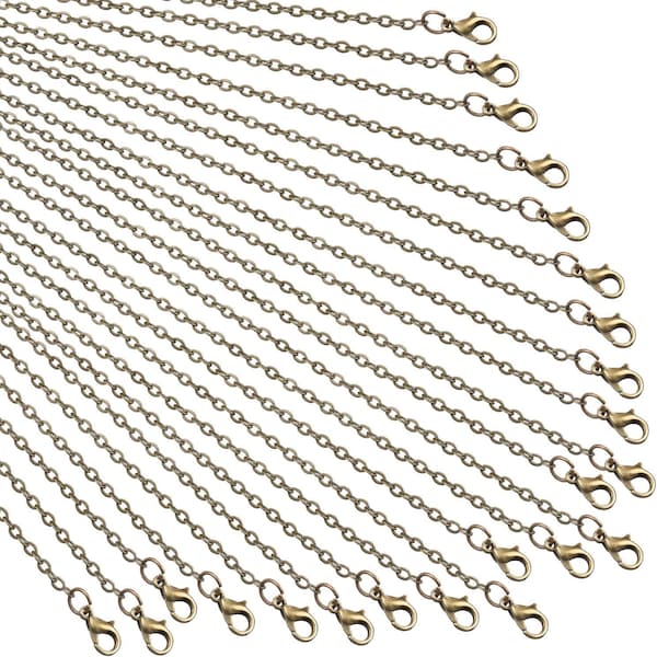 Bronze Colored Necklace Chains Cable Chain Bulk for Jewelry Making, 2.0 mm(18, 19.5, 20 or 23.5, 24 Inches)