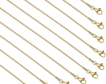 Gold Plated Necklace Snake Chain Bulk for Jewelry Making, 2.0 mm Ends (18 Inches)