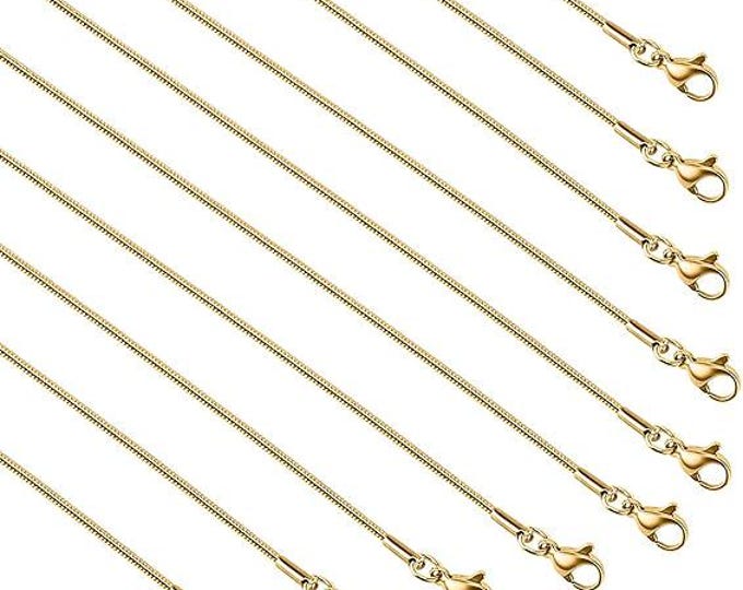 Gold Plated Necklace Snake Chain Bulk for Jewelry Making, 2.0 mm Ends (18 Inches)