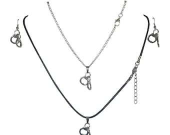 Police Officer Handcuffs Necklace and/or Earrings 18" Necklace Gift Boxed with Organza Bag