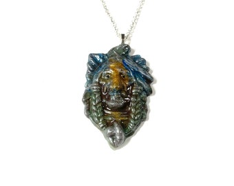 Resin 3D, Good Luck Totem Native American Indian Chief Pendant or Ornament @2.25" Medallion Necklace