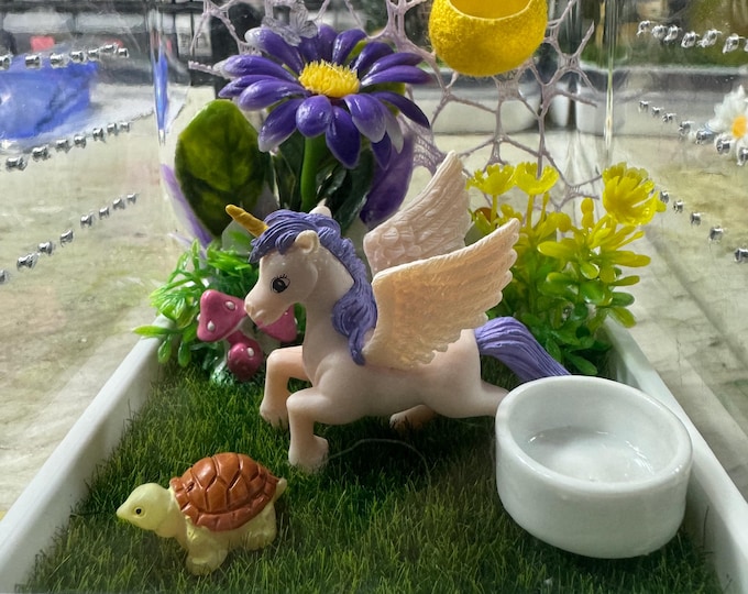 Custom Unicorn, Wings, Hides, Clear Jumping Spider Enclosure, Cross Ventilation, Bottom Opening, U Choose Height