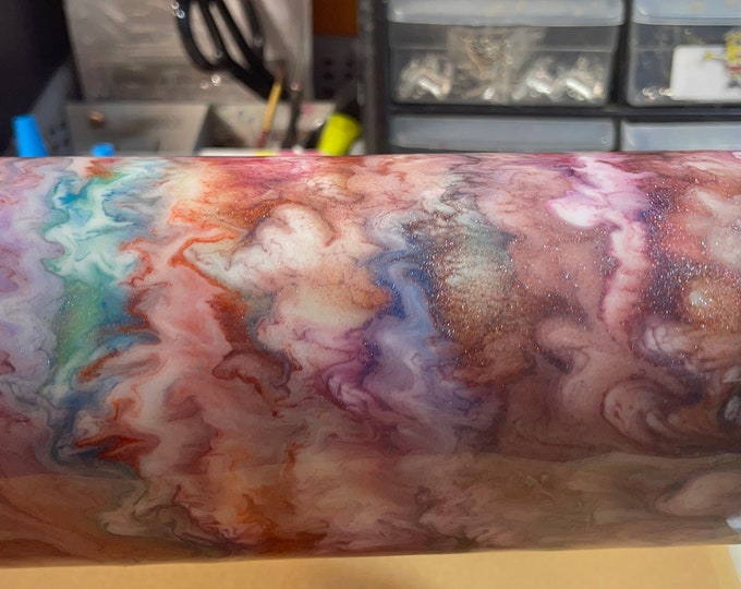 24 Single Lid or 32 Oz Dual Lid, Water Bottle Stainless Steel Epoxy Tumbler, Painted Alcohol Ink Swirl, Unique, Personalized Custom Designs
