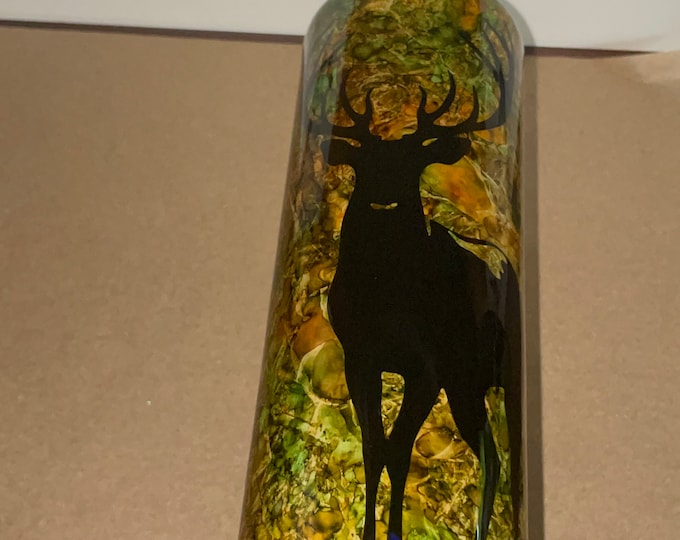 You Choose Decal and Size Camo Nature Leaves Deer Wildlife Stainless Steel Epoxy Tumbler w Lid & Straw, Green Brown Orange