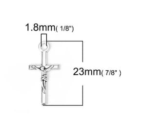 Antiqued Silver Plated Cross, Crucifix, Charm Findings Pendant, 7/8"
