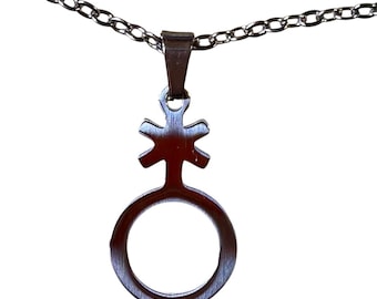 LGBTQ Non Binary Pride Stainless Steel Medallion Pendant 18" to 30" Chain or Waxed Cord Necklace