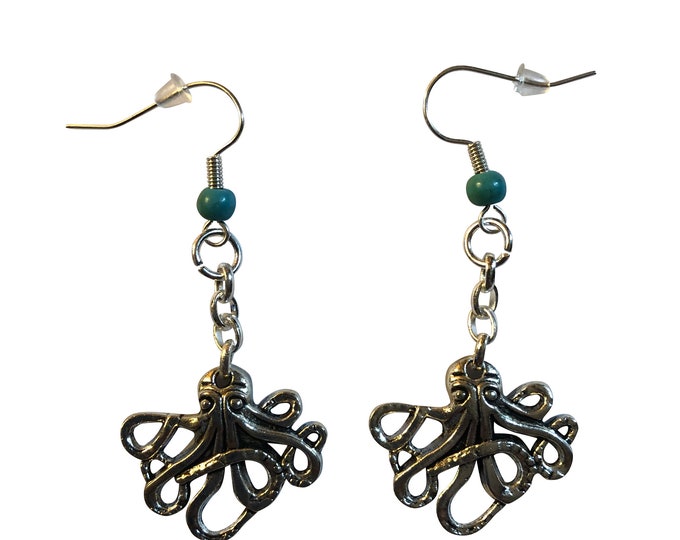 Octopus, Horseshoe, Llama, Penguin, Stingray, Indian Silver Faux Turquoise Necklace Earrings 18" Chain NEW Gift Boxed