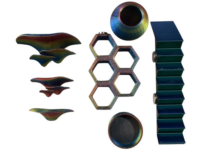 Magnetic Jumping Spider 7 Piece Accessory Decor Set Mushroom Shelf Ledge Hide Stairs Honeycomb Many Colors