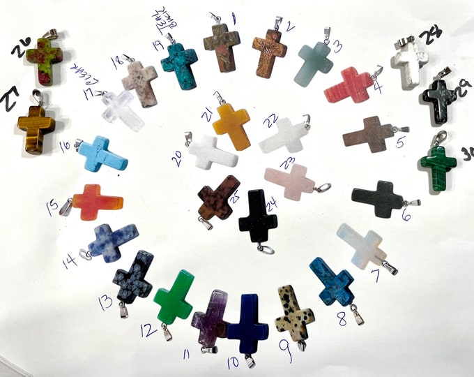 Glass Mixed Stone Cross Pendant @1 Inch Long, Pendant, Necklace