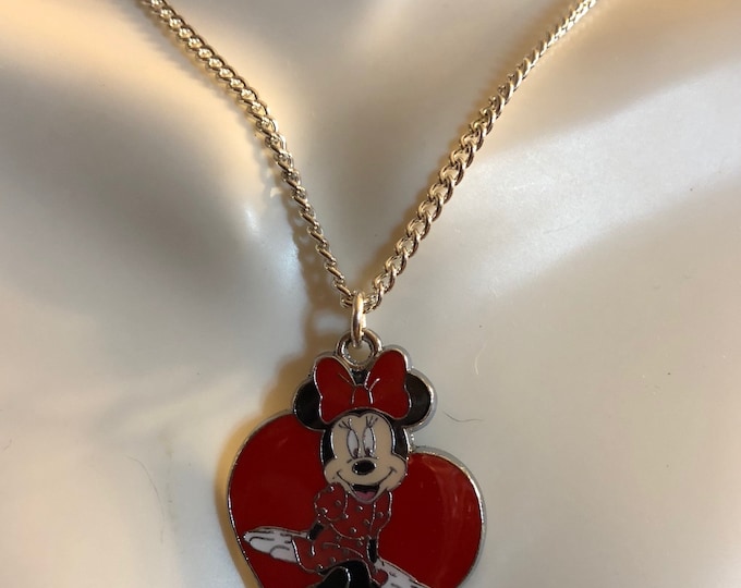 Minnie Mouse Heart 16" Necklace and/or Earrings, Gift Boxed with Ornate Organza Gift Bag!