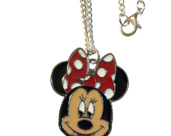 Large Red White Minnie Mouse Necklace Gift Boxed with Ornate Organza Gift Bag!