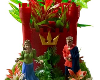 Custom Prince, Princess, Castle, Hides, Clear Jumping Spider Enclosure, Dual Silver Vents, Feed Hole with Stopper, Bottom Opening