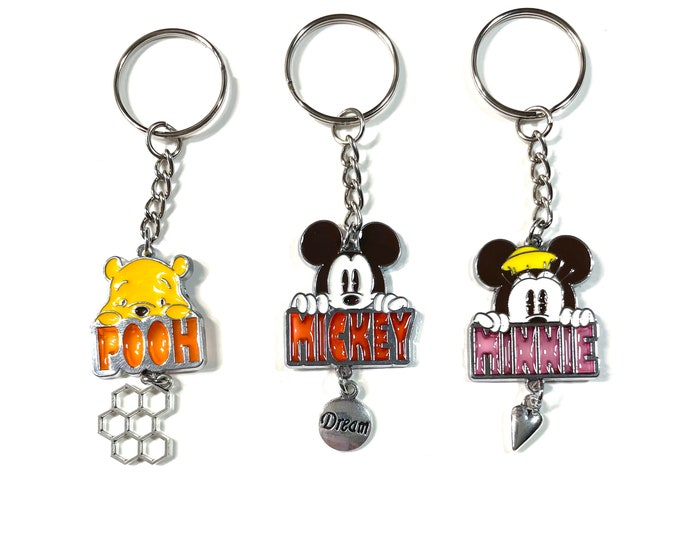 Cartoon Medalliom Key Chain, You choose Design, 4" Long, Gift Boxed