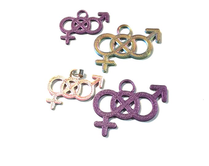 Lightweight BiSexual Pride 3d Printed 1.5" Textured Medallion Pendant 18" to 30" Chain or Waxed Cord Necklace