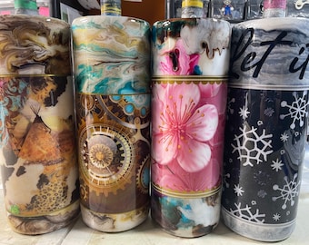 Build you Own Custom Stainless Tumbler w Lid & Straw You Choose Colors, Decal and More