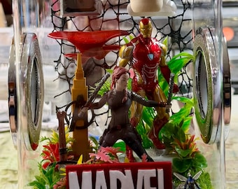 CUSTOM Marvel Super Hero Jumping Spider Enclosure, Dual Silver Vents, Feed Hole, Bottom Opening