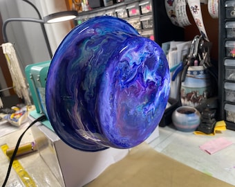 Custom Personalized Stainless Steel Epoxy Dog Bowl, Painted Alcohol Ink Glitter Swirl, Unique, FDA Compliant, BPA Free