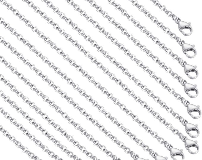 Lot Wholesale Stainless Steel 16"-24" 2.0 mm Chain Necklace with Lobster Claw