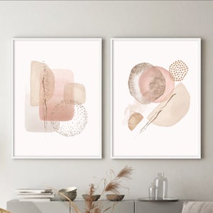 Neutral Beige Abstract PRINTABLE Art Set 2, Modern Painting, Watercolor Art Print, Living Room - Bedroom Wall Art Download, Boho Home Décor