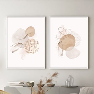 Neutral Beige Abstract PRINTABLE Art Set 2, Modern Painting, Watercolor Art Print, Living Room - Bedroom Wall Art Download, Boho Home Décor