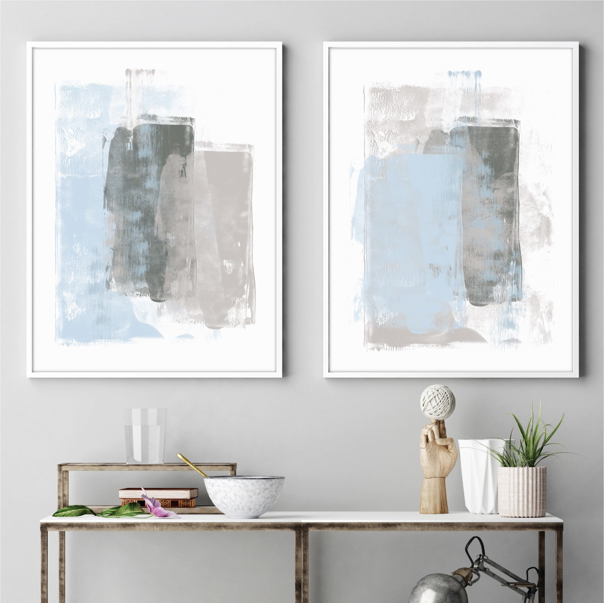 Coastal Style Blue Wall Art Print Set Beach Home Decor Etsy