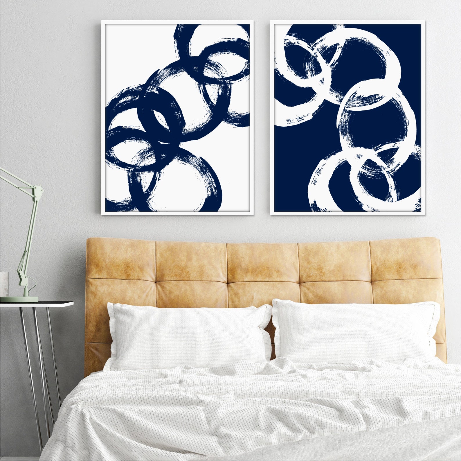 Navy Blue Art Modern Abstract Art Minimalist Painting Etsy