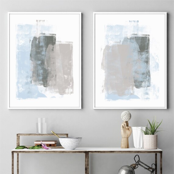 beach house decor blue leave painting abstract watercolor printable commercial use wall art printable 8x10 and 18x24 instant download