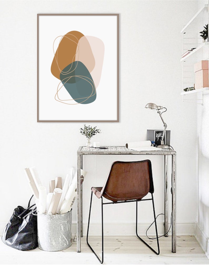 Blue Orange Pink Abstract Art Print Living Room Decor Modern Contemporary Painting Instant Download Large Wall Art Printable Boho Art