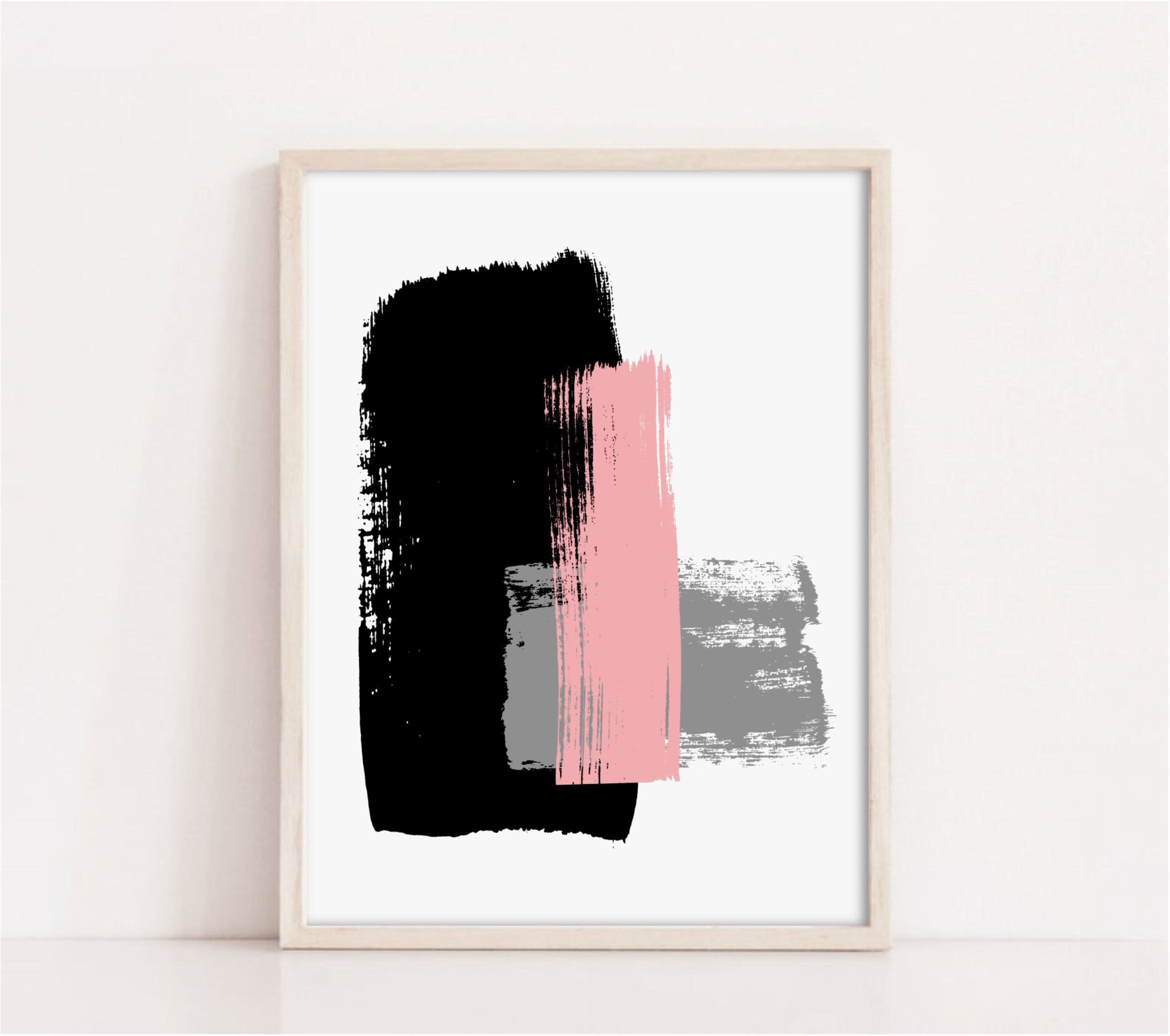 Pink Black Gray Abstract Art PRINTABLE Contemporary Abstract Etsy