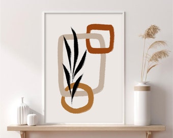 Abstract Botanical PRINTABLE, Neutral Wall Art, Minimalist Abstract Shapes Print, Boho Decor, Modern Bedroom Canvas Art, Instant Download