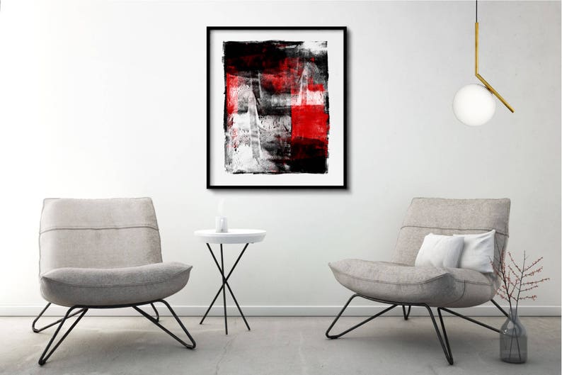 Red Black & White Art Abstract Art Contemporary Art Art Etsy