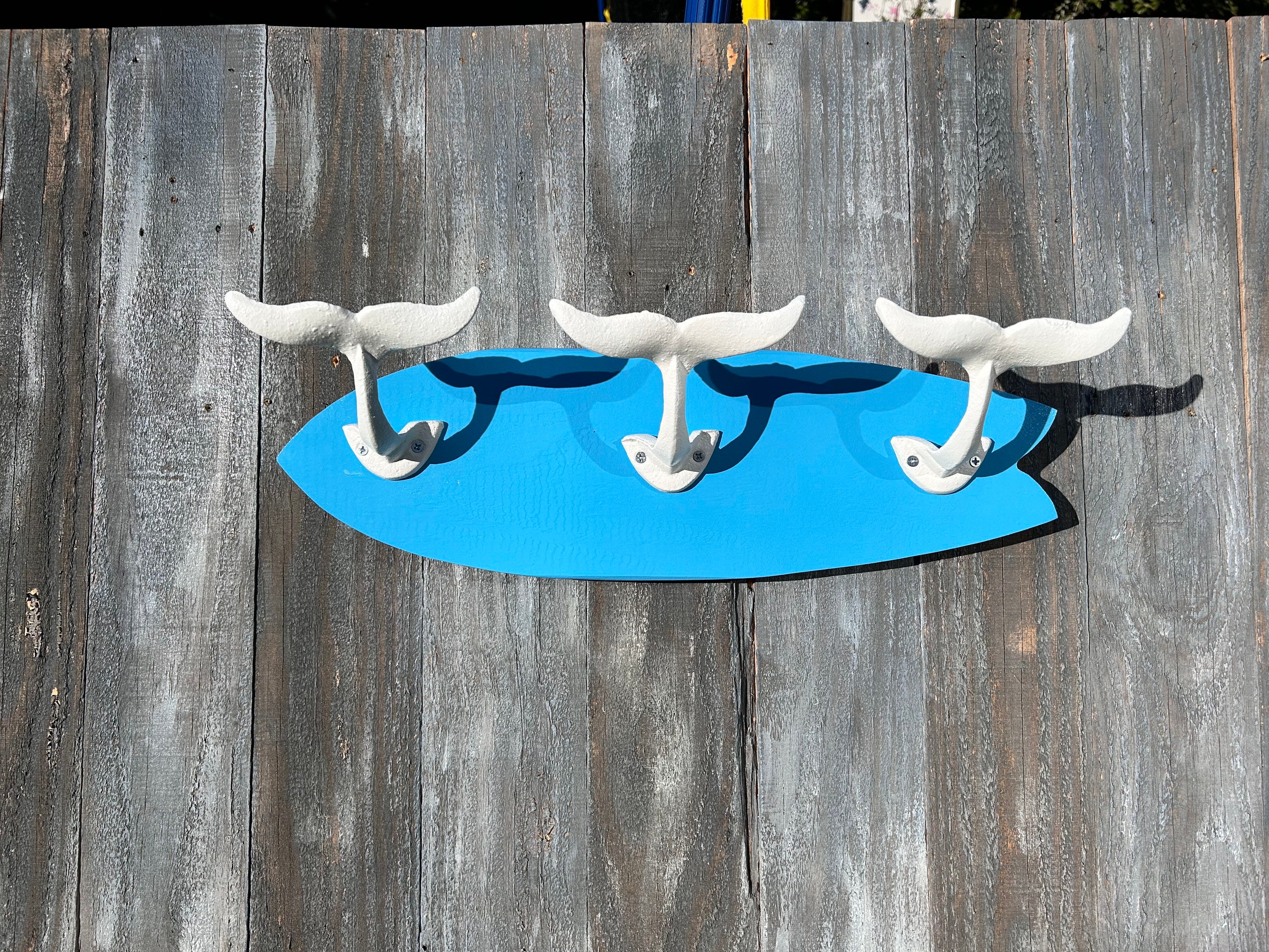 Surfboard Whale Tale Hooks Pool Towel Holder for Beach or Bathroom