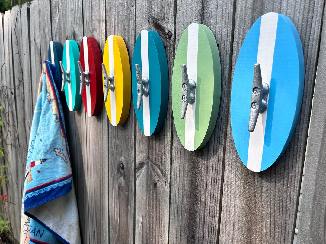 Surfboard Towel Rack, Wooden Surfboard Decor, Beach Decor, Surfboard