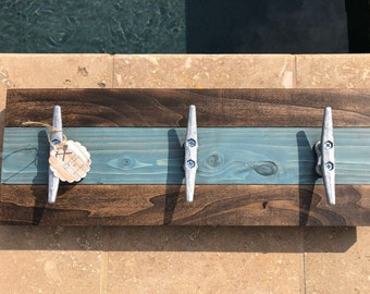 Nautical Boat Cleat Coat Rack, Towel Rack, Coat and Hat, Key Rack, pool towel rack, hooks, beach house, lake, boat cleat towel holder,