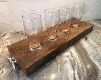 Beer flight, Reclaimed wood, serving tray, groomsmen gift, wedding