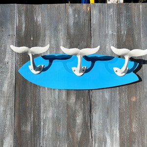 Surfboard whale Tale hooks pool towel holder for beach or bathroom, outdoor pool towel holder, boat cleats