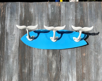 Surfboard whale Tale hooks pool towel holder for beach or bathroom, outdoor pool towel holder, boat cleats