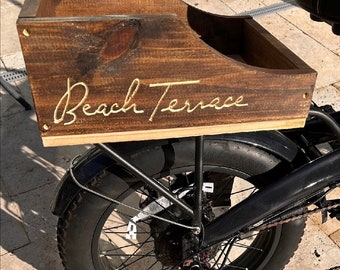 Wooden bike basket, handmade wooden crate box, for any bike