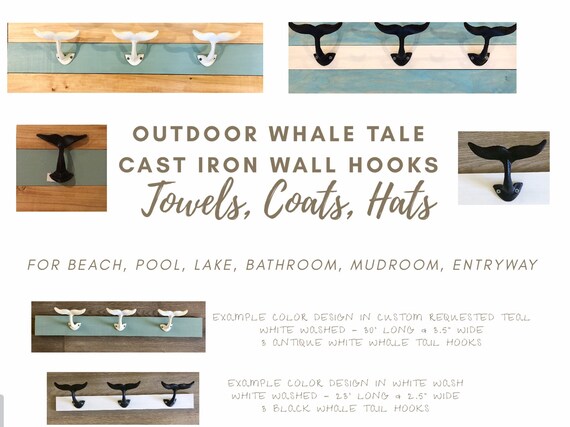 Surf Wall Rack with Five Cast Iron Hooks Home Bathroom Coat Rack Towel Rack