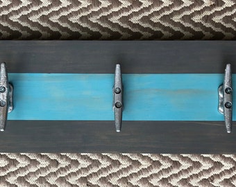 Coastal towel Boat Coat Rack, Rack, Coat and wall hook for coats, Cleats