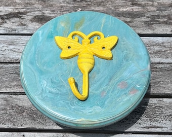 Cast Iron Bee hook, Coastal touch of nature perfect for towels, hats, bags, beach, mud room, backyard, bathroom and swim-gear.