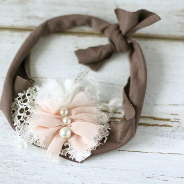 Strech Newborn headband, Tie back, Photo Prop, Newborn Tieback, Halo, Pastel Headband, Newborn Flowers, Baby Tieback, Vintage Halo