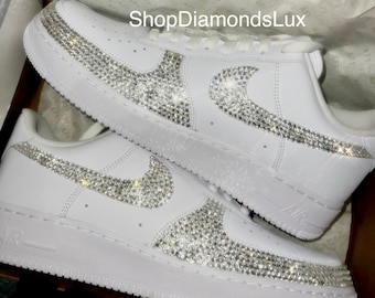 Women's Crystal Nike Air Force One | Bling Diamond Sneakers | Custom Wedding Prom Birthday Shoes