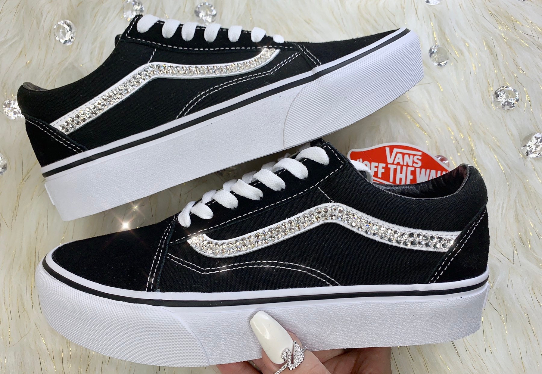 Black Glitter Vans - Etsy Black Glitter Vans - Etsy
