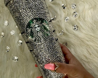 Swarovski Crystal Bling Starbucks Tumbler: Custom Cold Cup