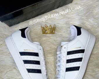 Bling Adidas Superstar Originals Encrusted With Black Swarovski Crystals  Women's Sneakers - Etsy