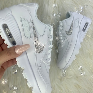 Nike Air 90 Bling Women&#39;s Custom White Sneakers Girl&#39;s Shoes