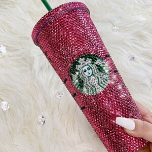 Pink Custom Swarovski Crystal Bling Bedazzle  Starbucks Tumbler